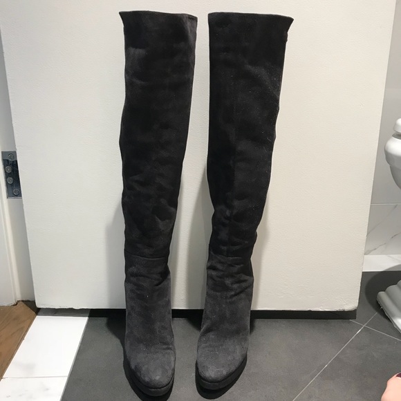 stuart weitzman grey suede over the knee boots